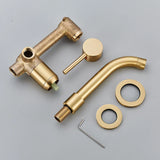 Auricelle Wall Basin Mixer Tap – Brushed Gold Concealed Bathroom Faucet | 360° Swivel Spout & Modern Brass Design