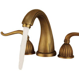 Kingswell Manor Basin Mixer – Antique Brass Widespread Bathroom Tap | Classic Dual Handle Vanity Faucet