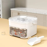FrostPress 50-Cube Ice Tray & Storage Box – Easy-Release Press Lid | Double-Layer Ice Maker | Reusable Freezer Container