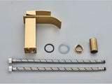 GoldenVista Waterfall Bathroom Faucet – Brushed Gold Basin Mixer Tap | Single Handle Sink Faucet | Modern Deck-Mounted Vanity Faucet