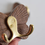 Walnut Butterfly Wall Hook Rack – Solid Wood Coat & Key Holder | Elegant Retro Home Storage
