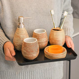 Hanaéri Ceramic Bathroom Accessories Set – Japanese-Inspired Luxury Vanity Collection | Vintage Spa Bathroom Décor