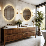 Veloura Halo Round LED Mirror – Frameless Bathroom Vanity Mirror with Anti-Fog & Smart Touch Dimming