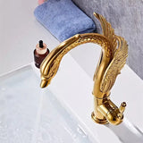 Aurelia Swan Waterfall Basin Mixer – Luxury Gold Brass Bathroom Faucet | Elegant Single Lever Sink Tap