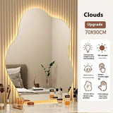 ElaraGlow Organic LED Vanity Mirror – Scandinavian Irregular Wall Mirror with Ambient Lighting for Bathroom & Living Spaces