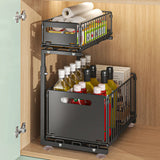 FlexCore Under-Sink Storage System – 2-Tier Pull-Out Cabinet Organiser | Adjustable Carbon Steel Sliding Rack