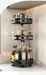 SpinVault Rotating Spice Organiser – 360° Kitchen Storage Carousel | Non-Slip Countertop Rack