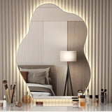 ElaraGlow Organic LED Vanity Mirror – Scandinavian Irregular Wall Mirror with Ambient Lighting for Bathroom & Living Spaces
