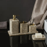 Valdore Emperador Marble Bathroom Accessories Set – 7-Piece Natural Stone Luxury Collection | Spa-Inspired Bathroom Décor