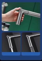 ÉlanSpray Pull-Down Kitchen Mixer Tap – Brushed Gold & Matte Black Luxury Faucet | 360° Swivel Design