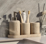 StoneAura Natural Stone Bathroom Accessory – Premium Sandstone Bathroom Décor | Elegant Eco-Friendly Bathroom Essential