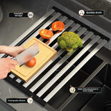SlideDry Expandable Sink Rack – Foldable 304 Stainless Steel Over-Sink Dish Drainer | Space-Saving Kitchen Organiser