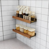 Velmora CulinaWood Wall Shelf – No-Drill Kitchen Storage Organiser for Spices, Cutting Boards & Utensils | Modern Wood-Effect Metal Rack