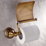 IronCrest Vintage Toilet Roll Holder – Antique Black Wall-Mounted Bathroom Accessory with Engraved Metal Finish