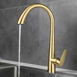 Aurevo Pull-Down Kitchen Mixer Tap – Brushed Gold Stainless Steel Faucet | Modern Hot & Cold Sink Sprayer