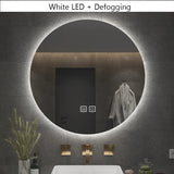 NovaHalo Radiance LED Bathroom Mirror – Round Anti-Fog Vanity Mirror with Dimmable 3-Tone Lighting