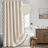 Velouré Scalloped Shower Curtain – Waterproof Luxury Bathroom Curtain | Elegant Wave Edge Design