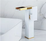 CascadeFlow LuxePlate Waterfall Bathroom Faucet – 2-Hole Single Handle Sink Mixer with Deck Plate & Supply Lines