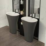 Monolith Solid Surface Pedestal Basin – Freestanding Designer Bathroom Sink | Luxury Matte & Gloss Modern Washstand