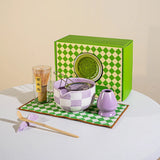 Matcha Harmony Ceramic Tea Set – Japanese-Inspired Matcha Bowl & Whisk Kit | Lattice Design | Tea Set for Up to 4 People