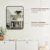 NoirEdge Framed Bathroom Mirror – 610 × 813 mm Black Metal Wall Mirror | Modern HD Vanity Design