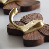 Walnut Butterfly Wall Hook Rack – Solid Wood Coat & Key Holder | Elegant Retro Home Storage