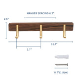 Novalith WalnutHook 3-Hook Wall-Mounted Rack – Premium Wood & Zinc Alloy Towel and Coat Organiser | Modern Minimalist Bathroom & Home Storage Hooks