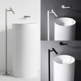 LuxeFlow Floor-Mounted Brass Bath Filler Tap – Tall Designer Freestanding Faucet with Single-Handle Hot & Cold Control | Luxury Bathroom Statement Fixture