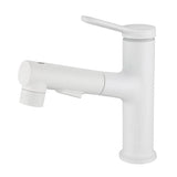 PureGlide Pull-Out Basin Mixer – White Brushed Bathroom Faucet | Modern Brass Sink Tap