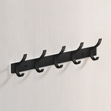 Novalith Luxe BlackHook Aluminium Wall Hook Rail – Multi-Hook Coat & Towel Organiser in Matte Black | Heavy-Duty Wall-Mounted Storage for Bathroom, Kitchen & Hallway