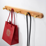 Novalith SARIHOSY Black Wooden Wall Hook Rack – 5-Hook Modern Coat & Towel Organiser | Wall-Mounted Storage for Bathroom, Kitchen & Hallway