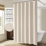 Veloura HavenShield Waterproof Shower Curtain – Luxury Linen-Effect Bathroom Curtain with Metal Hooks | Spa-Inspired Hotel Style