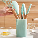 CulinaryCraft Silicone Utensil Collection – 12-Piece Kitchen Tool Set with Wooden Handles | Heat-Resistant Cookware Essentials