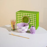 Matcha Harmony Ceramic Tea Set – Japanese-Inspired Matcha Bowl & Whisk Kit | Lattice Design | Tea Set for Up to 4 People