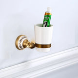 HeritageLuxe Antique Brass Bathroom Hardware Set – Vintage Brass & Ceramic Wall-Mounted Bathroom Accessories Collection