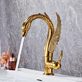 Aurelia Swan Waterfall Basin Mixer – Luxury Gold Brass Bathroom Faucet | Elegant Single Lever Sink Tap