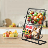 UrbanNest 2-Tier Storage Basket – Metal Fruit & Countertop Organiser | Removable Multi-Purpose Rack