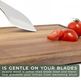 TimberCraft Acacia Wood Cutting Board Set – Solid Wood Cutting Boards | Knife-Friendly Surface | Kitchen Prep Boards with Storage Stand
