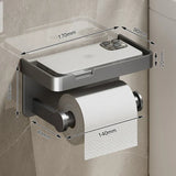 LoftEdge Toilet Roll Holder with Shelf – Aluminium Wall-Mounted Bathroom Organiser | Modern Space-Saving Storage