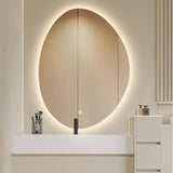 NovaLume LED Vanity Mirror – Irregular Frameless Wall Mirror | Touch-Control Ambient Lighting
