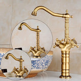AurelioForge Vintage Etch Mixer – Engraved Antique Brass Faucet | Luxury Bathroom & Kitchen Sink Tap