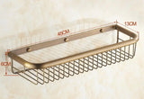 Kensington Vale Brass Corner Shelf – Antique Bronze Bathroom Basket | Luxury Vintage Shower Storage
