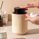 SatoriStone Foaming Soap Dispenser – Travertine-Effect Japandi Pump Bottle | Minimalist Bathroom Accessory