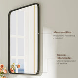NoirEdge Framed Bathroom Mirror – 610 × 813 mm Black Metal Wall Mirror | Modern HD Vanity Design