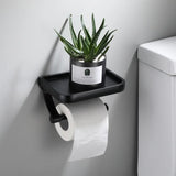 LoftEdge Toilet Roll Holder with Shelf – Aluminium Wall-Mounted Bathroom Organiser | Modern Space-Saving Storage
