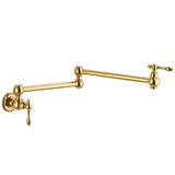 Aurelius Wall Pot Filler Tap – Brushed Gold Folding Kitchen Faucet | Luxury Brass Stove Filler