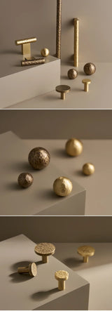 Aurevon Hammered Brass Cabinet Handle – Luxury Furniture Pull | Matte Gold & Antique Bronze Hardware