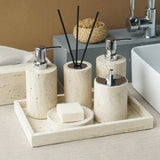 Bellaverto Beige Travertine Bathroom Accessory Set – Natural Stone Spa Collection | Luxury Marble Bathroom Décor