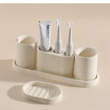 KaoriStone Wabi-Sabi Bathroom Accessories Set – Natural Stone Spa Collection | Minimalist Luxury Vanity Décor