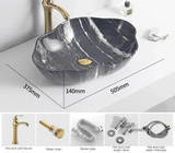 MarbleLuxe Ovalis Vessel Sink – Marble Pattern Ceramic Countertop Basin